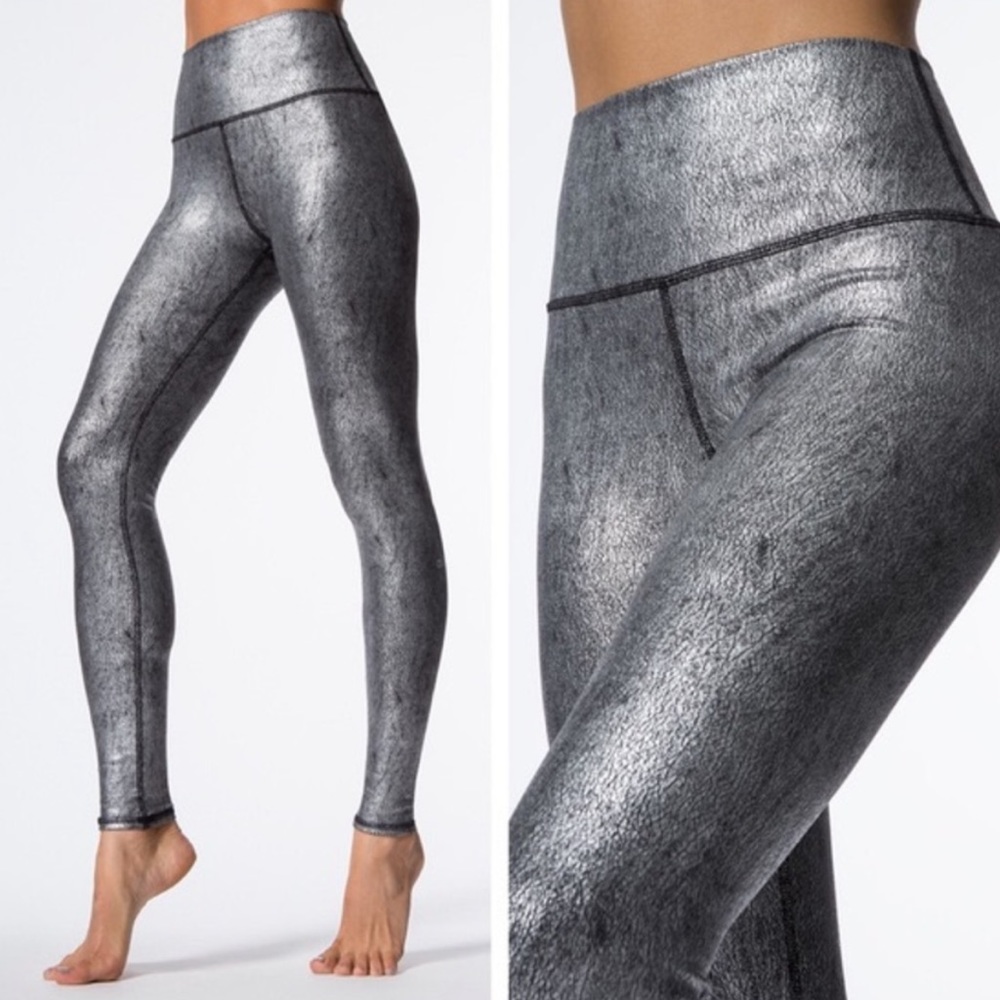 ALO Yoga Metallic Silver Leggings